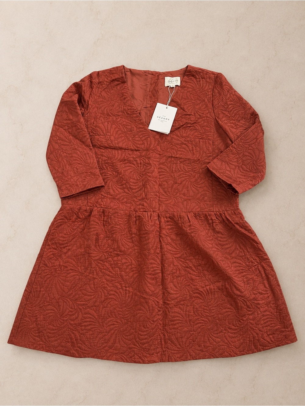 Sézane Gilly Dress Caramel Jacquard US 6 / FR 38 NWT